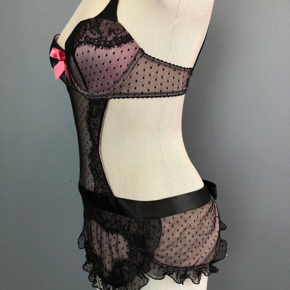 80s Backless Sheer Victoria's Secret Sexy Little Things / Polka Dot Li… - Picture 4 of 5